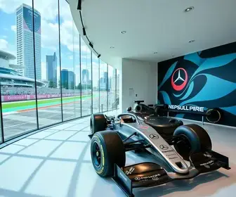 exposição da Mercedes F1 Team